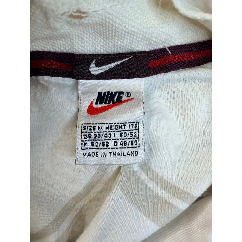 Nike Mens Medium Windbreaker Jacket Cream Maroon Full Zip Vintage Y2K